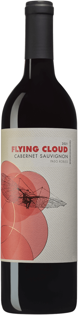 En glasflaska med Flying Cloud Cabernet Sauvignon 2021, ett rött vin från Kalifornien i USA