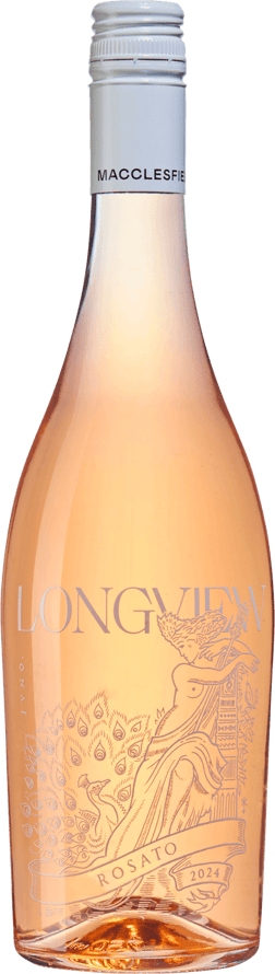 En glasflaska med Longview Nebbiolo Rosato 2023, en rosévin från South Australia i Australien