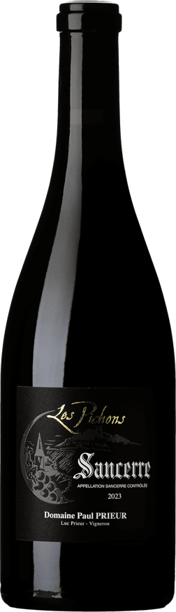 En glasflaska med Domaine Paul Prieur & Fils Sancerre Rouge Les Pichons 2023, ett rött vin från Loiredalen i Frankrike