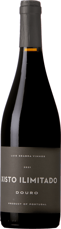 En glasflaska med Luis Seabra Vinhos Xisto Ilimitado Tinto 2021, ett rött vin från Douro i Portugal