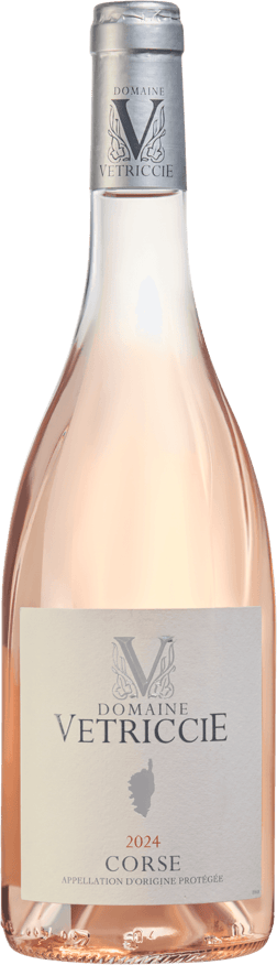 En glasflaska med Franco Molino Barolo Villero Riserva 2016, en rosévin från Korsika i Frankrike