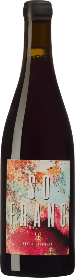 En glasflaska med Domaine Haut Baigneux So Franc 2023, ett rött vin från Loiredalen i Frankrike
