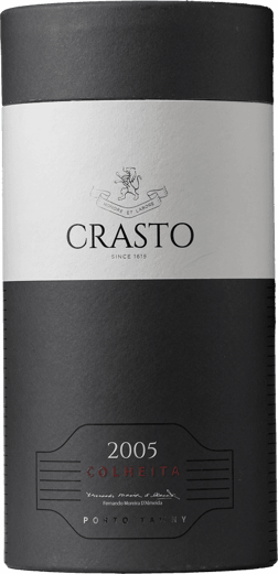 En glasflaska med Simonsig Tiara 2004, en starkvin från Douro i Portugal