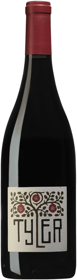 En glasflaska med Tyler Sta. Rita Hills Pinot Noir 2022, ett rött vin från Kalifornien i USA