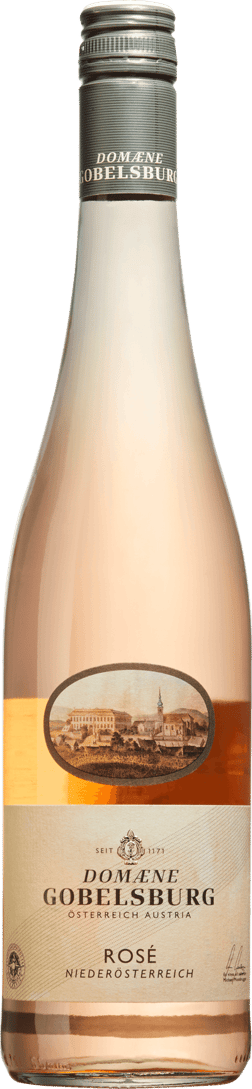 En lättare glasflaska med Domaene Gobelsburg Rosé 2023, en rosévin från Niederösterreich i Österrike