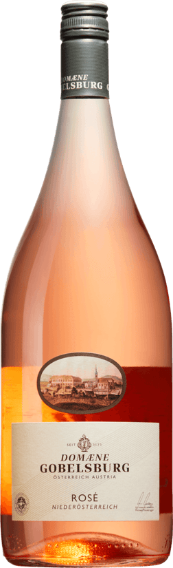 En lättare glasflaska med Domaene Gobelsburg Rosé 2024, en rosévin från Niederösterreich i Österrike