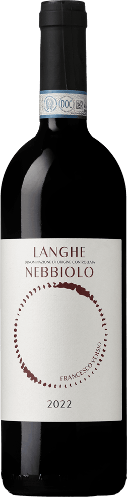 En glasflaska med Fattoria del Pino Rosso di Montalcino 2019, ett rött vin från Piemonte i Italien