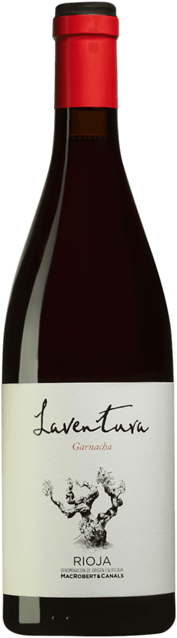 En glasflaska med MacRobert & Canals Laventura Garnacha 2022, ett rött vin från Rioja i Spanien
