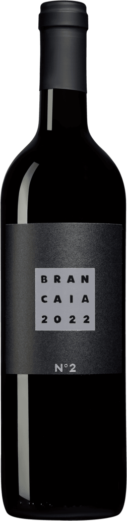 En lättare glasflaska med Brancaia No 2 2022, ett rött vin från Toscana i Italien