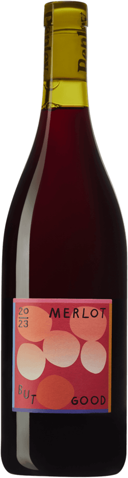 En lättare glasflaska med Penley Project Merlot 2023, ett rött vin från South Australia i Australien