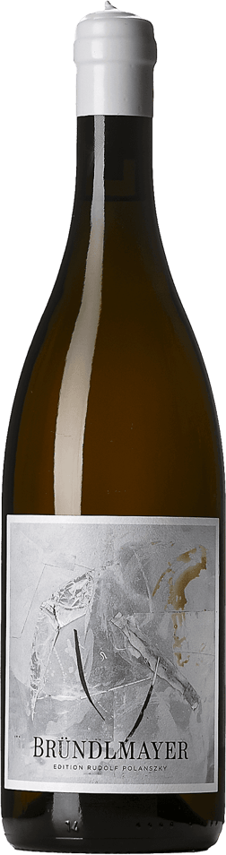 En glasflaska med Bründlmayer Grüner Veltliner Ried Spiegel 1ÖTW Vincent 2021, ett vitt vin från Niederösterreich i Österrike