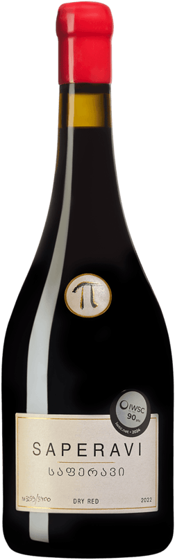 En glasflaska med Stefan Meyer Chardonnay Rhodther Rosengarten 2021, ett rött vin från Kakheti Region i Georgien