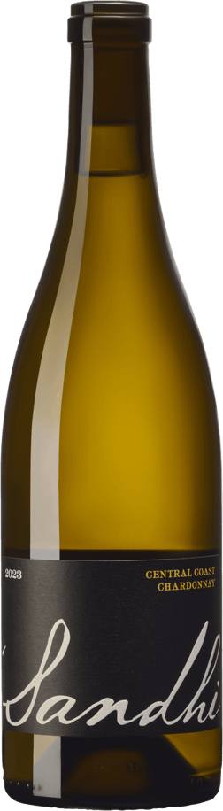 En glasflaska med Sandhi Central Coast Chardonnay 2023, ett vitt vin från Kalifornien i USA
