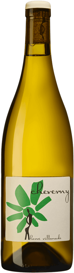 En lättare glasflaska med Hervé Villemade Cheverny Blanc 2023, ett vitt vin från Loiredalen i Frankrike