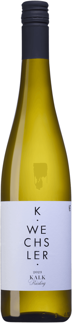 En lättare glasflaska med Katharina Wechsler Kalk Riesling 2023, ett vitt vin från Rheinhessen i Tyskland