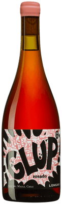 En lättare glasflaska med Glup Rosado Longavi, en rosévin från Valle Central i Chile