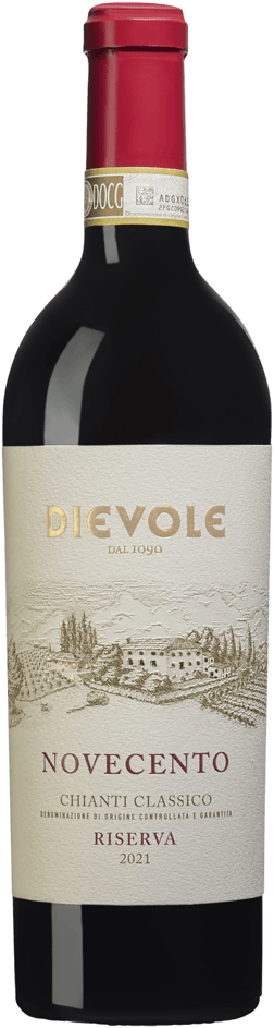 En glasflaska med Bernabeleva Arroyo del Tortolas 2021, ett rött vin från Toscana i Italien