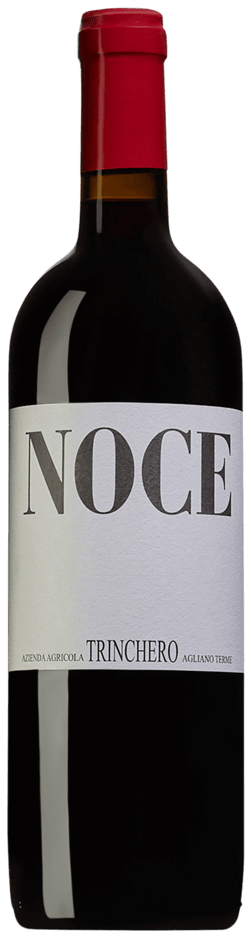 En lättare glasflaska med Ezio Trinchero Noce 2019, ett rött vin från Italien