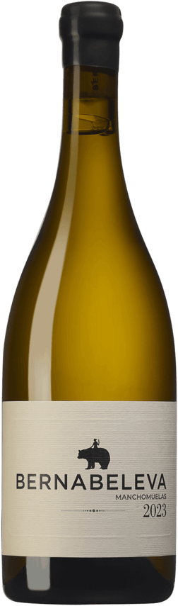 En glasflaska med Vino de parcela Bernabeleva Manchomuelas 2023, ett vitt vin från Madrid i Spanien