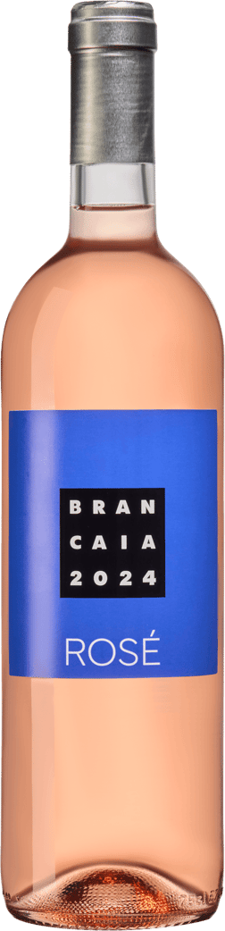 En lättare glasflaska med Brancaia Rosé 2024 (släpps 16/5), en rosévin från Toscana i Italien