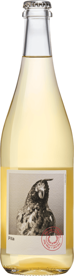 En glasflaska med António Lopes Ribeiro Wines Pita Pet-Nat 2022, ett vitt vin från Portugal
