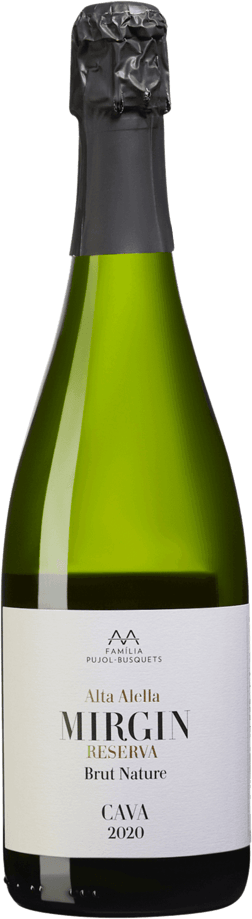 En glasflaska med Alta Alella Mirgin Reserva 2020, en mousserande från Cava i Spanien