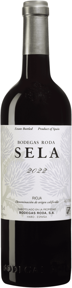 En glasflaska med Bodegas Roda Sela 2022, ett rött vin från Rioja i Spanien