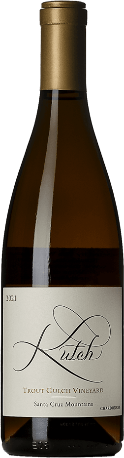 En glasflaska med Kutch Trout Gulch Vineyard Chardonnay 2021, ett vitt vin från Kalifornien i USA
