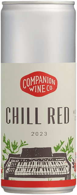 En burk med Companion Wine Co Chill Red Grenache 2023, ett rött vin från Kalifornien i USA