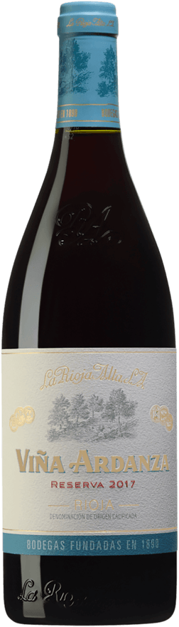 En glasflaska med Viña Ardanza Reserva 2017, ett rött vin från Rioja i Spanien