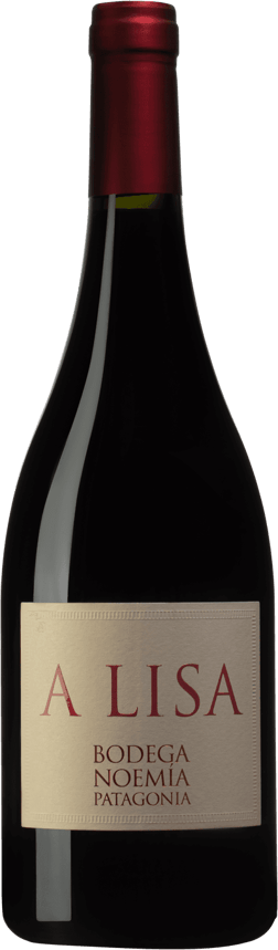 En glasflaska med A Lisa Bodega Noemia 2023, ett rött vin från Patagonien i Argentina