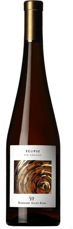 En lättare glasflaska med Domaine Saint-Remy Eclipse 2022, ett vitt vin från Alsace i Frankrike